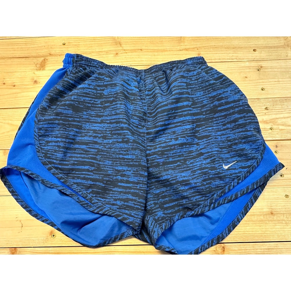 Nike Dri-FIT Tempo Running Shorts Womens Small Blue Black Space Dye Athletic